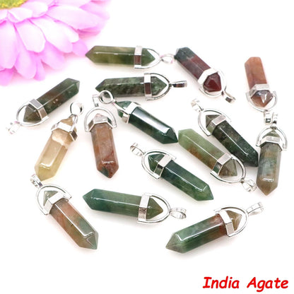 Geometric Aura Quartz Raw Crystal Pendant
