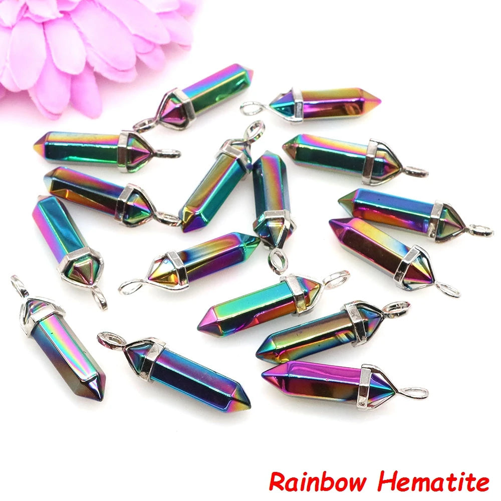 Geometric Aura Quartz Raw Crystal Pendant