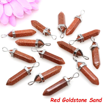 Geometric Aura Quartz Raw Crystal Pendant