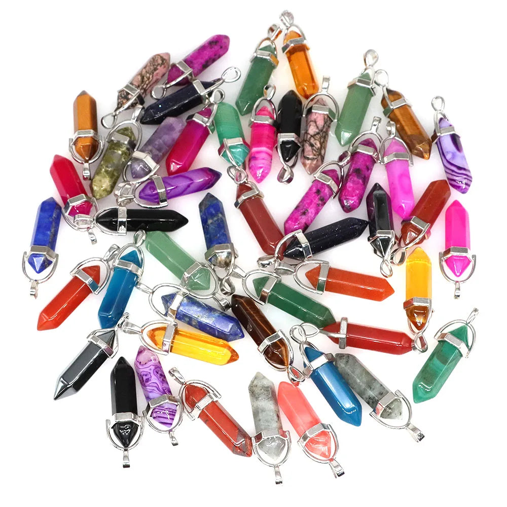 Geometric Aura Quartz Raw Crystal Pendant