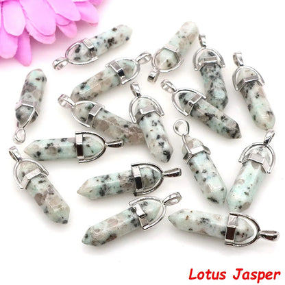 Geometric Aura Quartz Raw Crystal Pendant