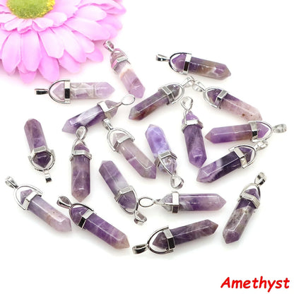 Geometric Aura Quartz Raw Crystal Pendant