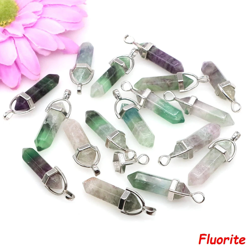 Geometric Aura Quartz Raw Crystal Pendant