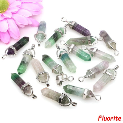 Geometric Aura Quartz Raw Crystal Pendant