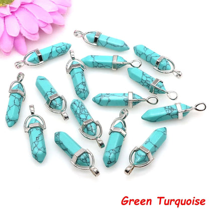 Geometric Aura Quartz Raw Crystal Pendant