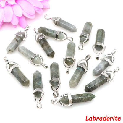 Geometric Aura Quartz Raw Crystal Pendant