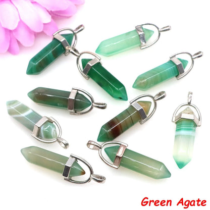 Geometric Aura Quartz Raw Crystal Pendant