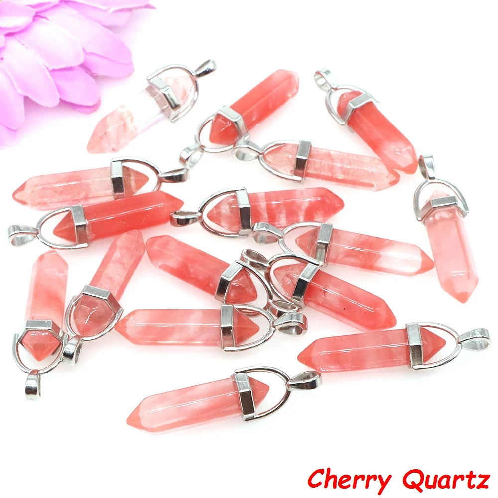 Geometric Aura Quartz Raw Crystal Pendant