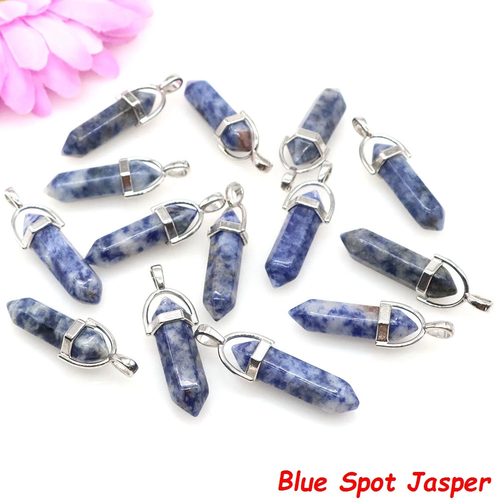 Geometric Aura Quartz Raw Crystal Pendant