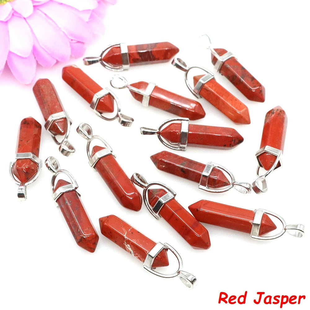 Geometric Aura Quartz Raw Crystal Pendant