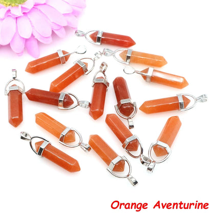 Geometric Aura Quartz Raw Crystal Pendant
