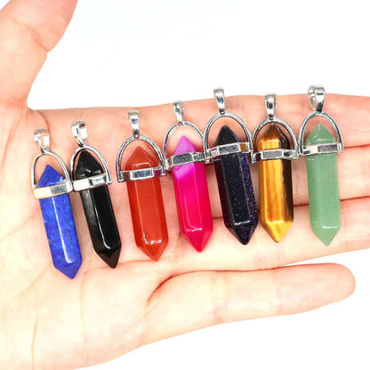 Geometric Aura Quartz Raw Crystal Pendant