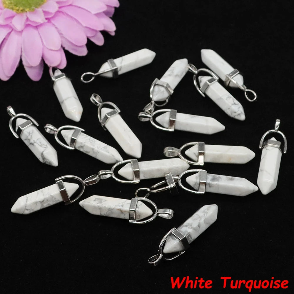 Geometric Aura Quartz Raw Crystal Pendant