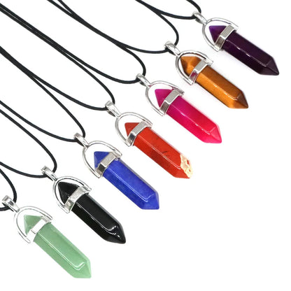 Geometric Aura Quartz Raw Crystal Pendant