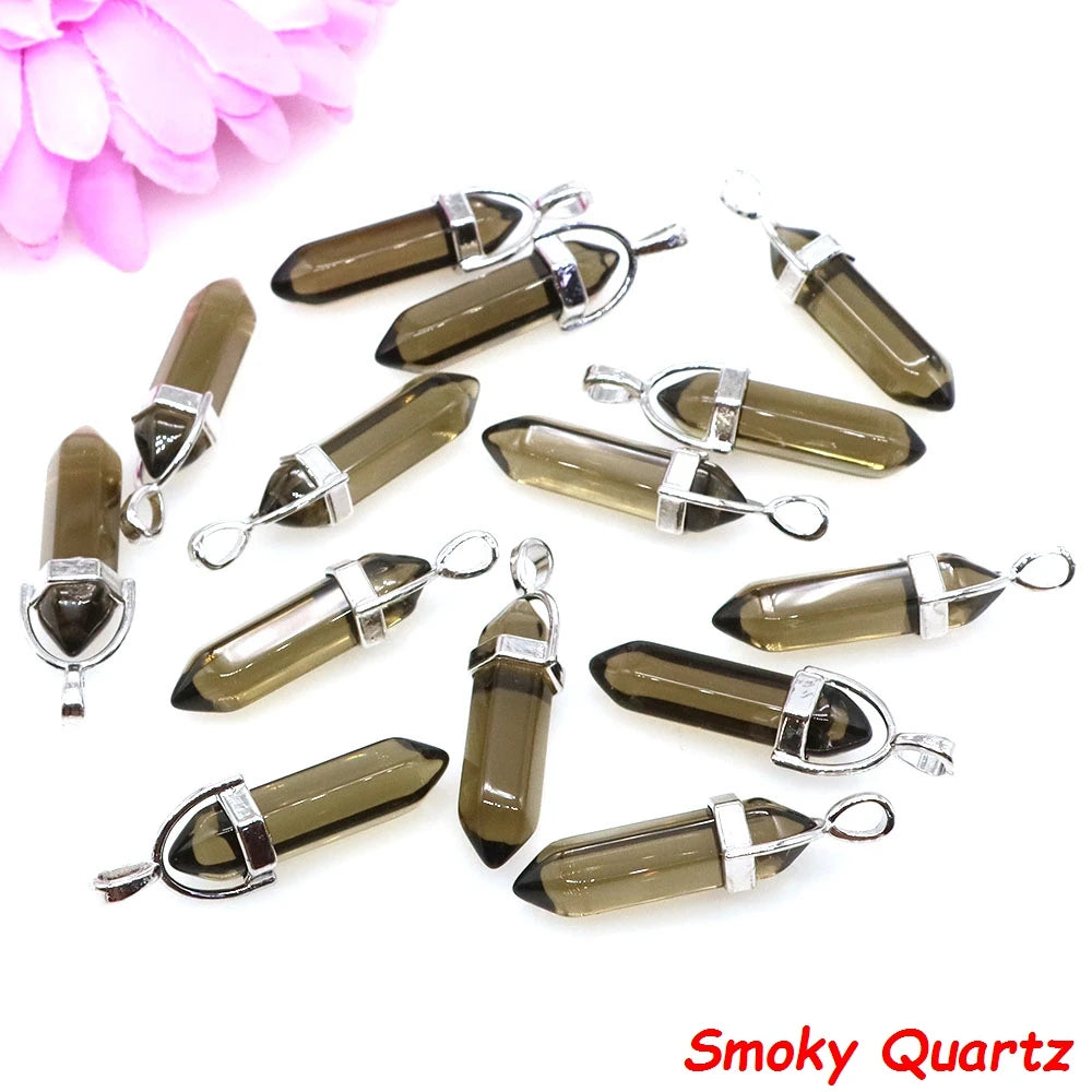 Geometric Aura Quartz Raw Crystal Pendant