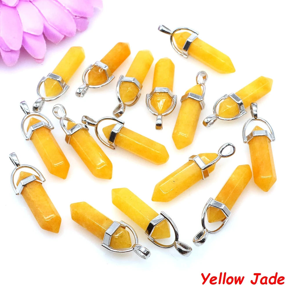 Geometric Aura Quartz Raw Crystal Pendant