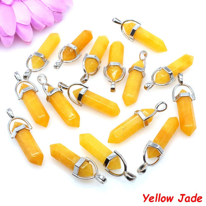 Geometric Aura Quartz Raw Crystal Pendant