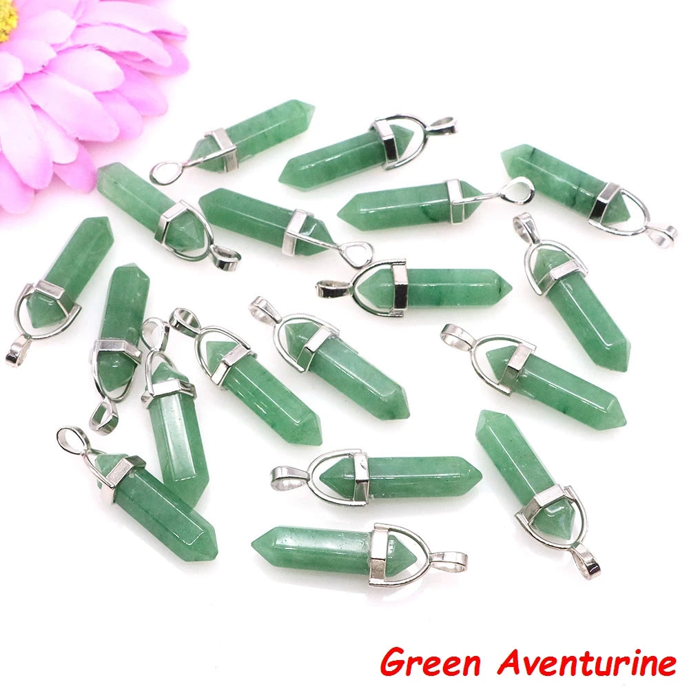 Geometric Aura Quartz Raw Crystal Pendant