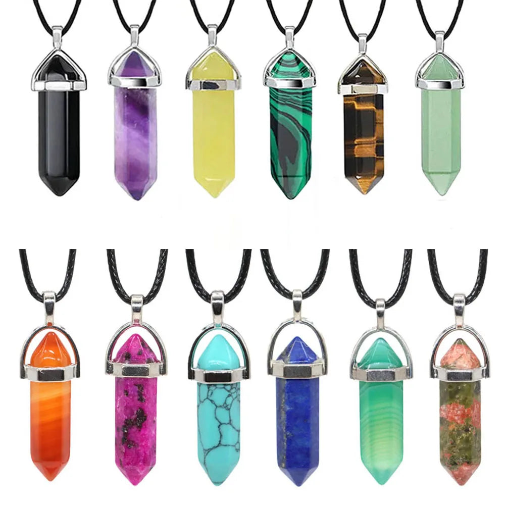 Geometric Aura Quartz Raw Crystal Pendant