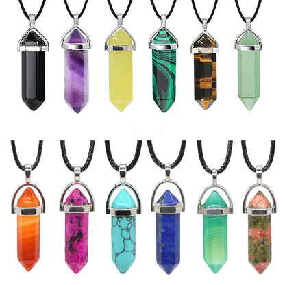 Geometric Aura Quartz Raw Crystal Pendant
