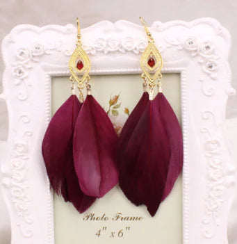 Feather Earrings and Studs - Stylish Jewelry Set