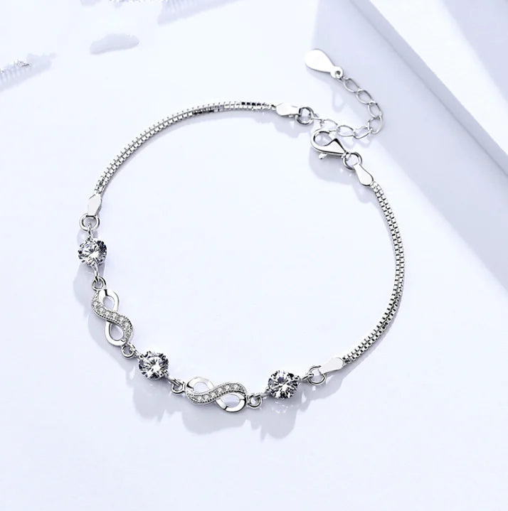 Silver Bracelet with Zirconia and Amethyst Accents - Mystic Edge