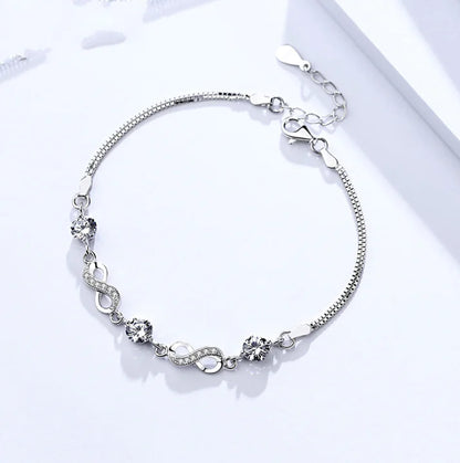 Silver Bracelet with Zirconia and Amethyst Accents - Mystic Edge