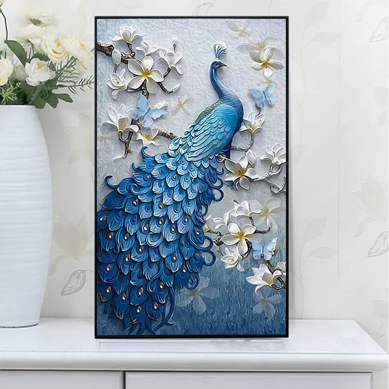 New 5D Full Diamond Peacock Painting in Blue