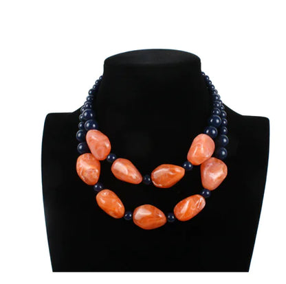 Exaggerated Resin Bead Necklace - Vintage Handmade Jewelry