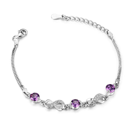Silver Bracelet with Zirconia and Amethyst Accents - Mystic Edge