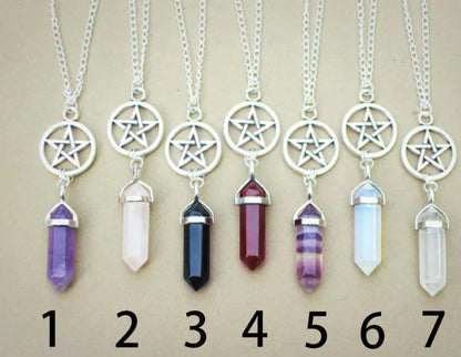 Crystal Jewelry, Natural Agate Star Pendant Necklace
