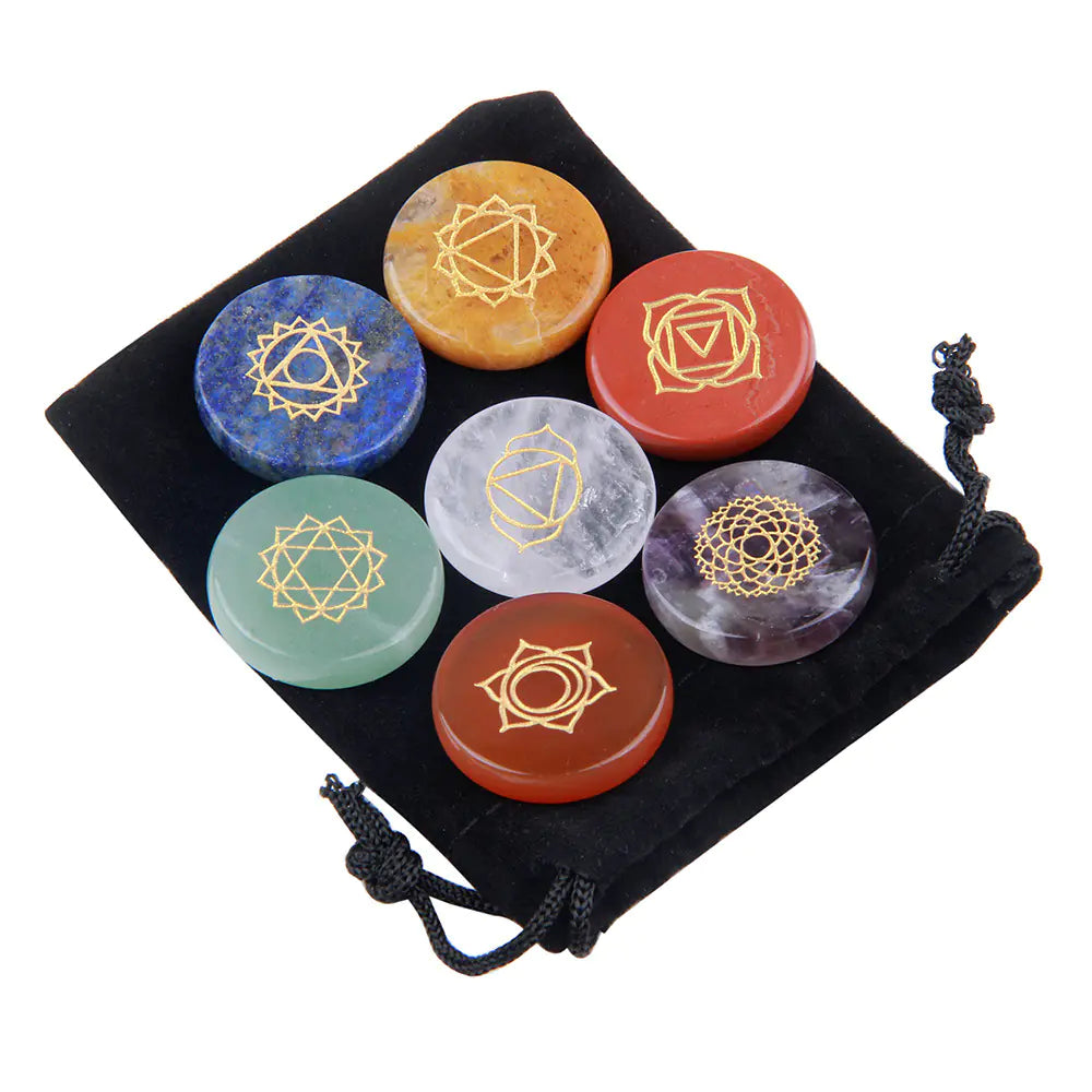 Natural Crystal Semi-Precious Agate Yoga Symbol Set