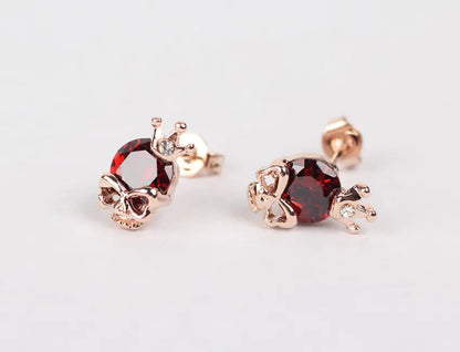 Fashionable Crystal Crown Skull Stud Earrings - Mystic Edge