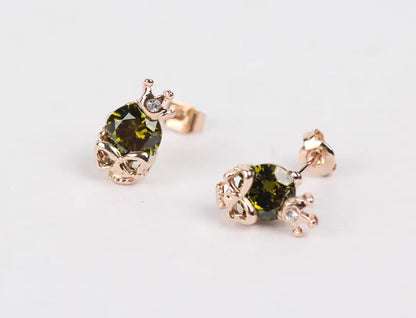Fashionable Crystal Crown Skull Stud Earrings - Mystic Edge