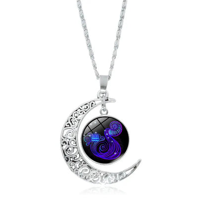 Zodiac Pendant with Half-Moon and Time Gemstone - Mystic Edge