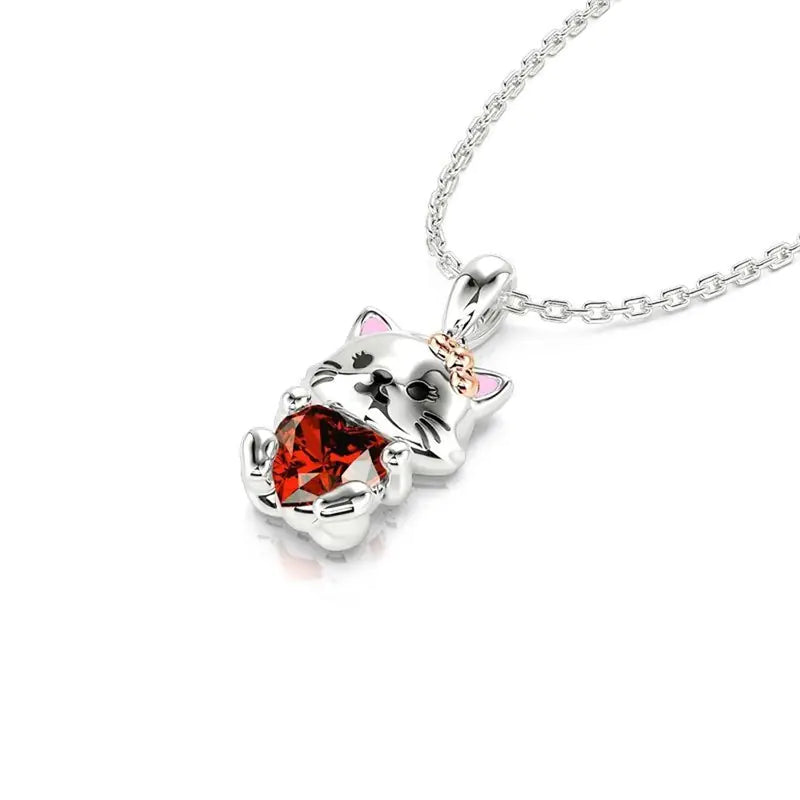 Heart Cat Necklace - Simple Chic Cartoon Sweater Jewelry
