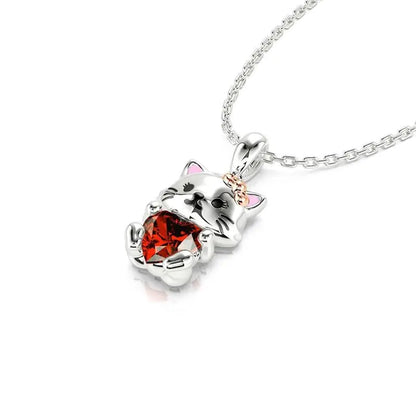Heart Cat Necklace - Simple Chic Cartoon Sweater Jewelry
