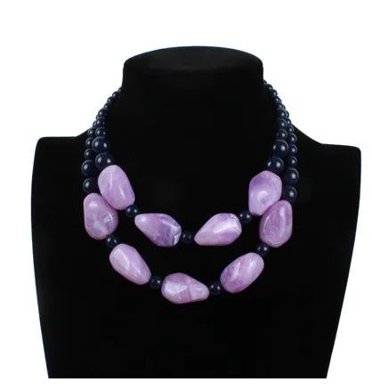 Exaggerated Resin Bead Necklace - Vintage Handmade Jewelry