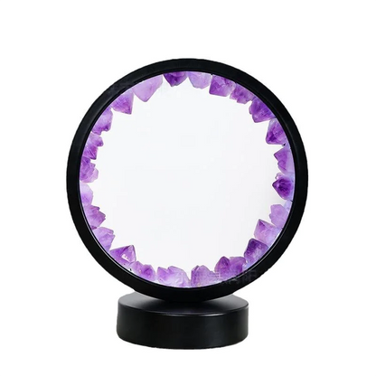 Natural Yellow Purple White Crystal Round USB Night Light