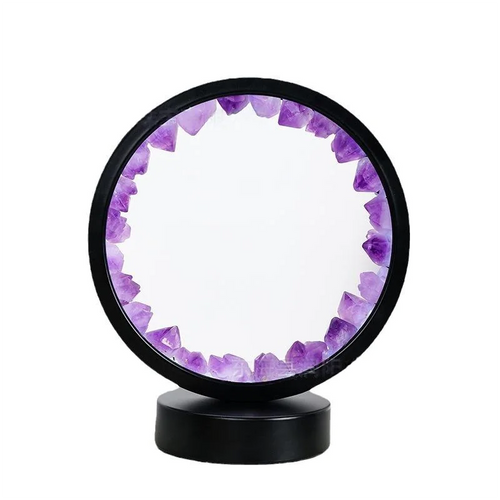 Natural Yellow Purple White Crystal Round USB Night Light