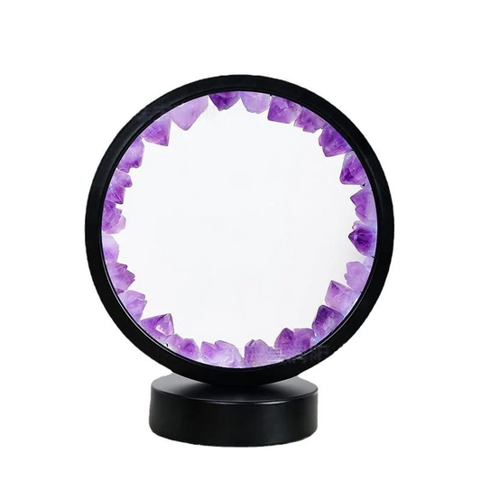 Natural Yellow Purple White Crystal Round USB Night Light