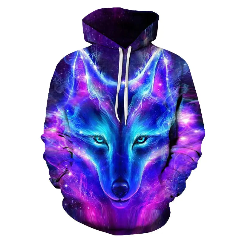 3D Wolf Digital Print Hooded Baseball Jacket for Couples - Mystic Edge