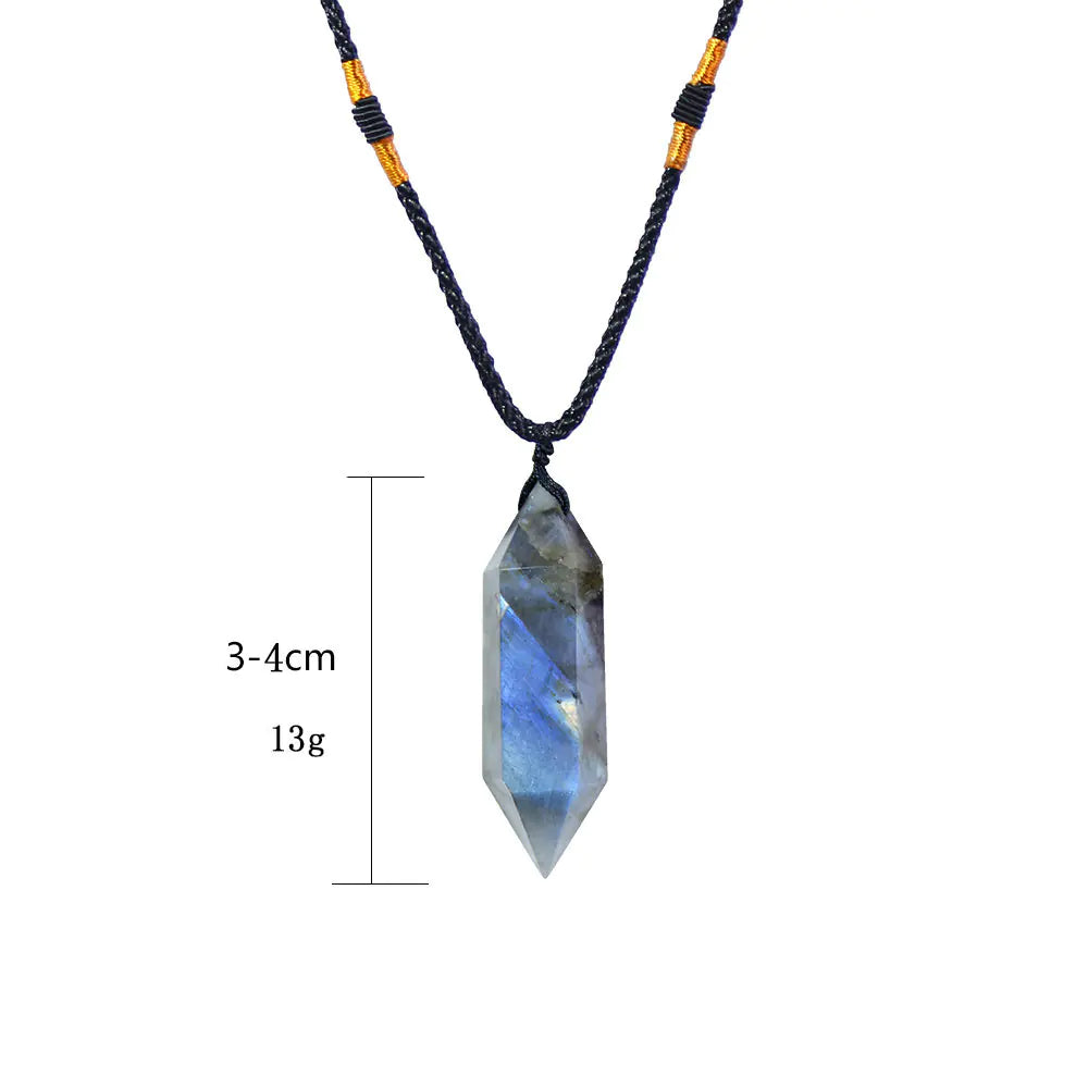 Natural Labradorite Moonstone Hexagonal Pendant Jewelry - Mystic Edge