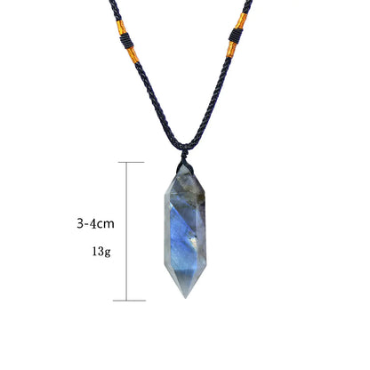 Natural Labradorite Moonstone Hexagonal Pendant Jewelry - Mystic Edge