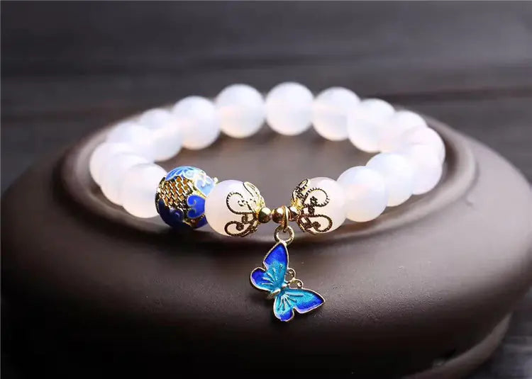 Crystal White Agate Bracelet, Handmade Jewelry - Mystic Edge