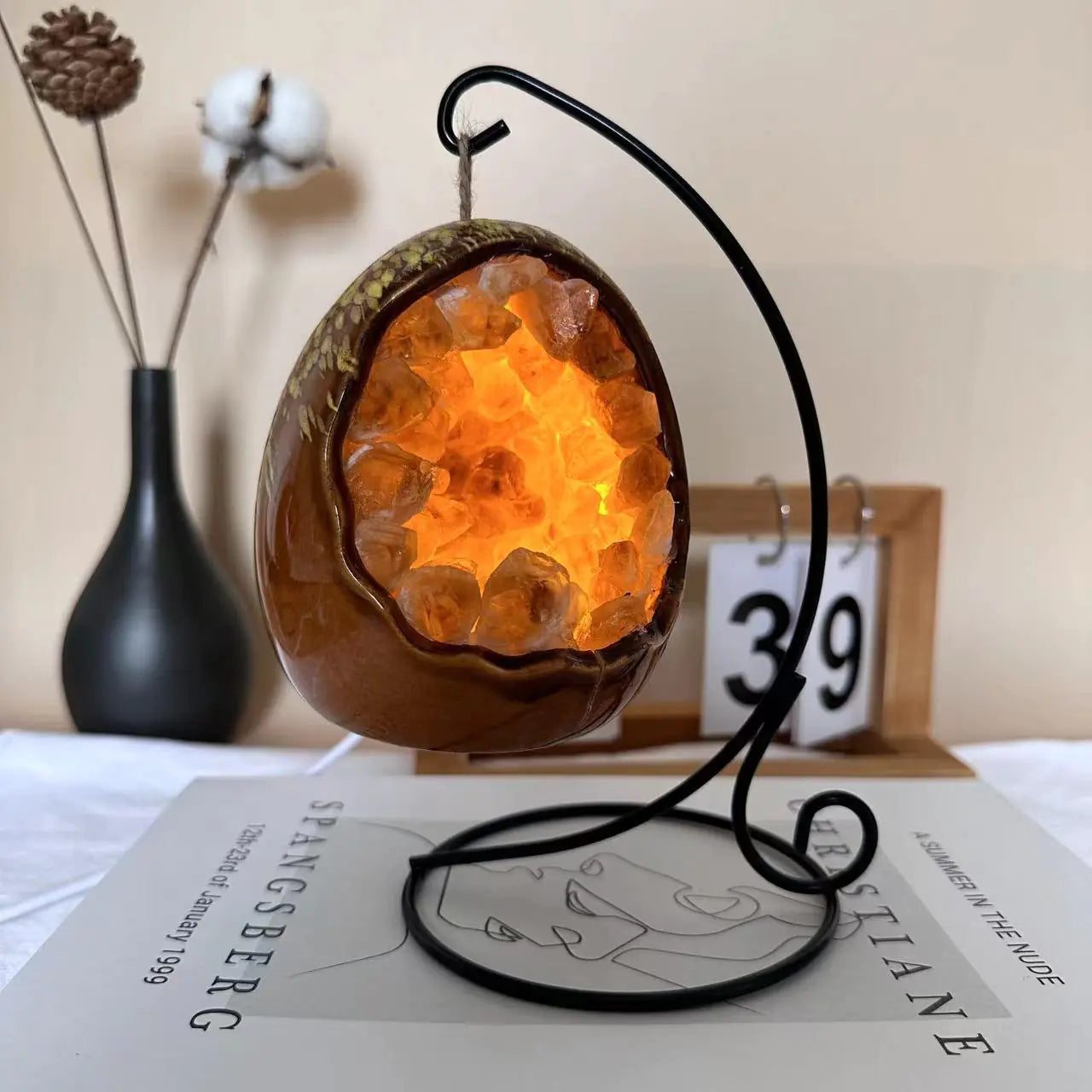 Natural Crystal Cave Dinosaur Egg USB Night Light