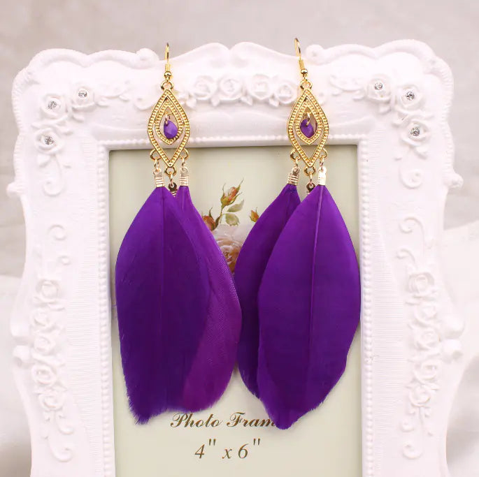 Feather Earrings and Studs - Stylish Jewelry Set