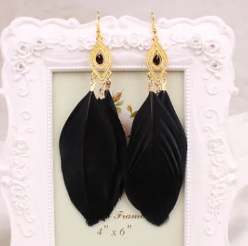 Feather Earrings and Studs - Stylish Jewelry Set