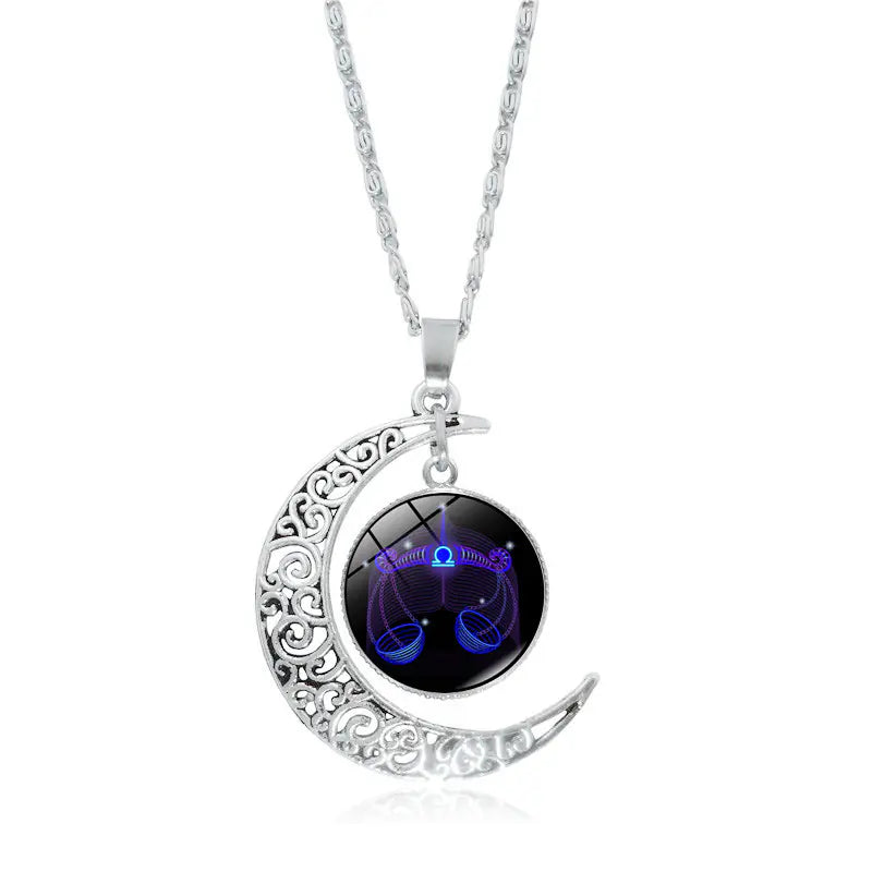 Zodiac Pendant with Half-Moon and Time Gemstone - Mystic Edge