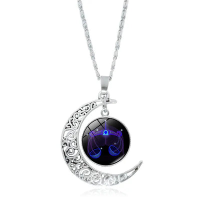 Zodiac Pendant with Half-Moon and Time Gemstone - Mystic Edge